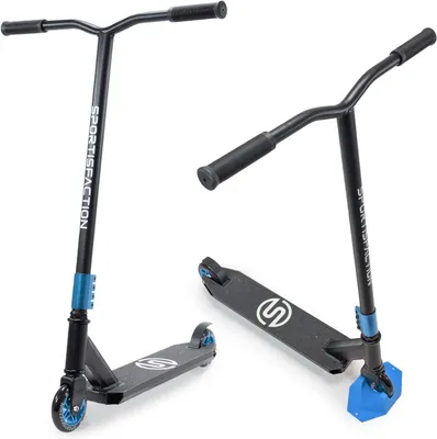 Image de Trottinette freestyle Sportisfaction bleue Roulements ABEC11 Pince quadruple Résistance jusqu'à 100 kg