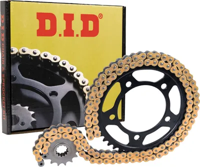 Immagine prodotto di Kit trasmissione DID catena nero/oro 104 maglie p530  in acciaio 45 e pignone 16