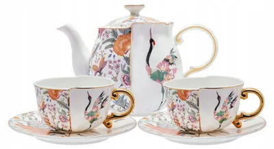 Productafbeelding van Waterkoker 950 Ml En Kopje 2 Pcs Kraanvogelbloemen Cadeauset 5 Elem