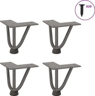 Obrázok produktu pre Nohy do vlasov pre konferenčný stolík 4 ks, prírodná oceľ, 10 cm, masívna oceľ