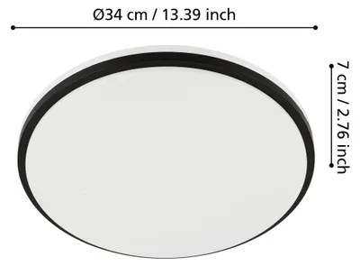 Image de Plafonnier LED Eglo Margidore noir et blanc, Ø 34 cm, TW, IP54
