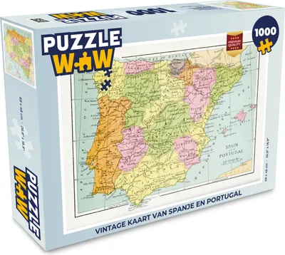 Obrázek produktu pro MuchoWow MuchoWow® Puzzle 1000 ks Vintage mapa Španělska a Portugalska