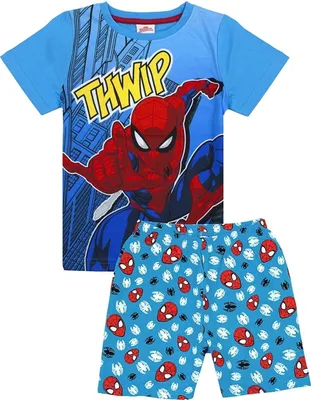 Produktbild von Spider-Man - "Thwamm" Schlafanzug mit Shorts für Jungen NS6262 (104) (Blau)