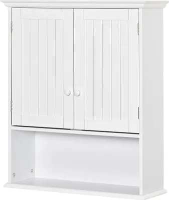 Image de Armoire de salle de bain, étagère réglable, design peu encombrant, blanc