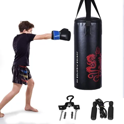 Produktbild von KOMFOTTEU Boxsack 10kg, Kinder Boxset inkl. 8 OZ Boxhandschuhen & Springseil, Hängend Box Sack, Punching Bag Punchingsack Kickboxen für Jugend Erwachsene