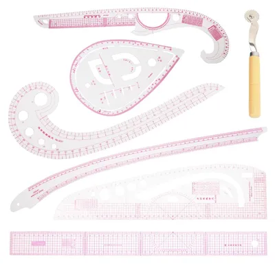 Produktbild von Naai-Lineal-Set, 4-teilig – Französische Kurvenlineal – Ärmel-/Ausschnittlineal – Komma-/Dreieckslineal – Langlebiges Kunststoffmaterial – Für das Design von Kleidung – Maßlineal