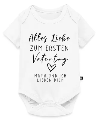 Produktbild von Spreadshirt Alles Liebe Zum Ersten Vatertag Geschenk für Papa Kurzarm Tages Baby Body, 56 (0-2 M.), Weiß