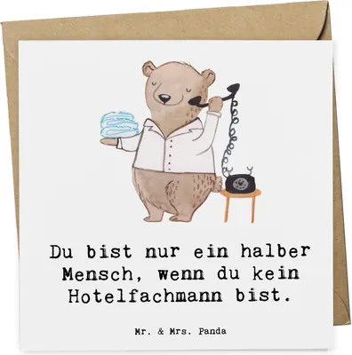 Produktbild von Mr. & Mrs. Panda Deluxe Karte Hotelfachmann Herz - Weiß - Geschenk, faltkarte, anlasskarte, Witzig, Ausbildung, doppelkarte, Spruch, Lustig, Klappkarte, Glückwunschkarte