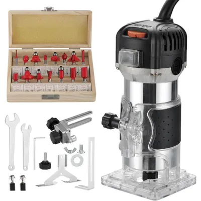 Image de Défonceuse à bois - Défonceuse de chants/défonceuse - 800 W - 30 000 tr/min - Pince de serrage de 6,35 mm - À guidage manuel - Pour les travaux sur bois