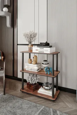 Produktbild von Skye Decor, Moderner Bücherregal aus 100% MDF, Walnussfarbe, 30 x 72 x 60 cm | Robuste Kraftbeine | Stilvolles Design für Ihr Zuhause oder Büro, Funktional und Elegant