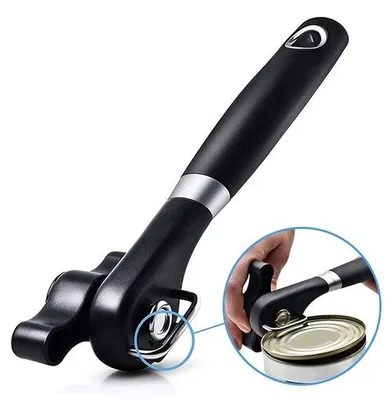Productafbeelding van Ibenzoa® dopopener met veiligheidsmechanisme – ergonomische, antislip zachte handgreep, gemaakt van voedselveilig roestvrij staal, snijdt schoon zonder scherpe randen, vaatwasmachinebestendig