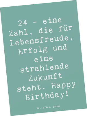 Produktbild von Mr. & Mrs. Panda Postkarte Spruch 24. Geburtstag - Meeresbrise - Geschenk, feiern, Grußkarte, Liebe, bildkarte, Familie, Postkarten, Geschenke, Ansichtskarte, Alter, Spaß