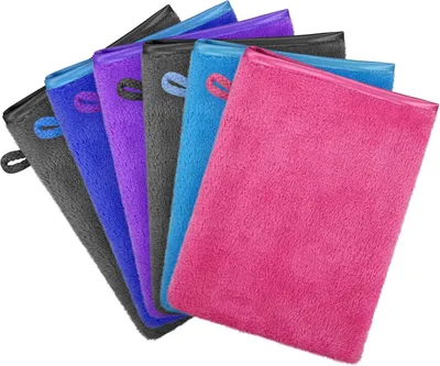 Produktbild von Mikrofaser Waschlappen 6 Stück, Superweich, Bunte Set Grau, Blau, Rot, Lila, für Baby und Kinder