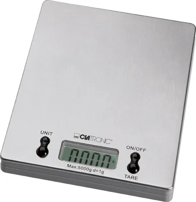 Produktbild von Clatronic Edelstahl-Küchenwaage KW 3367 edelstahl | Extra flache digitale Küchenwaage | Abschaltautomatik | Messbereich bis 5 kg; 1 g Einteilung