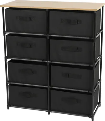 Immagine prodotto di DOCHTMANN Scaffale con contenitori nero 8 ripiani 76x30x89cm