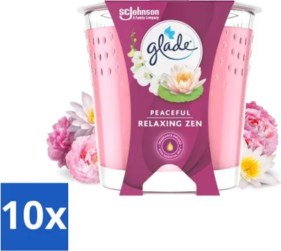 Produktbild von Glade - Entspannende Zen-Duftkerze - 100 % Rapswachs - 112 g - Vorteilspack - 10 Stücke