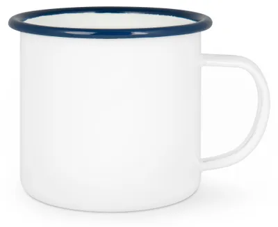 Produktbild von XXL Emailletasse mit blauem Rand für Sublimation – 18oz / 532ml
