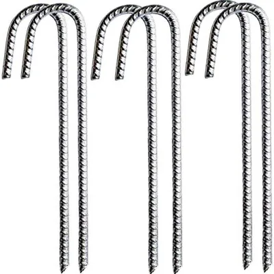 Produktbild von Famanu Erdanker für Zelte und Trampoline - verzinkte Metallstangen, 6 x 30 cm