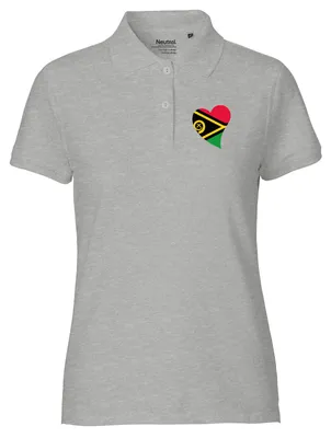 Produktbild von Huuraa Damen Polo Shirt Vanuatu Flagge Herz S Sport Grey Bio Baumwolle Fairtrade Poloshirt Geschenkidee