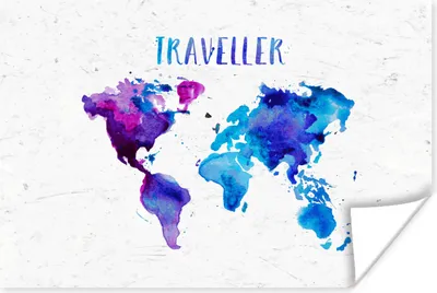 Produktbild von MuchoWow® Poster Weltkarte - Sprichwörter - Aquarelle 60x40 cm - Schlafzimmerdekoration