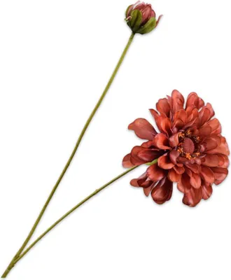 Produktbild von Silk-ka Kunstblume - Seidenblumen Kunstzweig Zinnienzweig braun 62cm