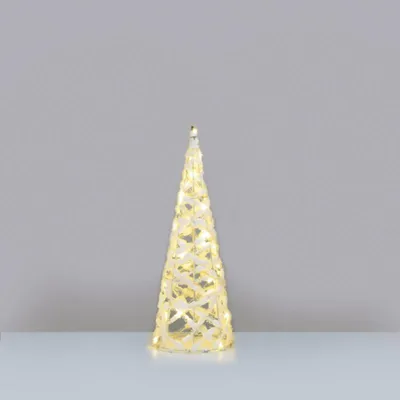 Productafbeelding van ACA Verlichte, witte kerstboom van garen met 30 mini-LED's (3xAA, op batterijen), beschermingsklasse IP20, diameter 18,5 x 50 cm, X11301119