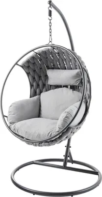 Produktbild von riess-ambiente In- und Outdoor Hängesessel ROPE anthrazit grau mit Gestell wetterfest inkl. Kissen Lesessel Relaxsessel