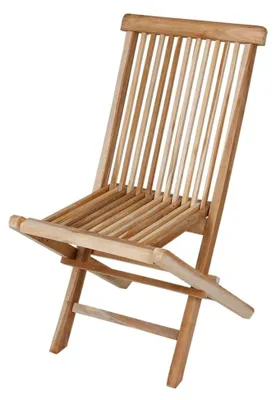 Produktbild von Klappstuhl aus Teakholz Natur - 90 x 50 cm - zusammenklappbarer Gartenstuhl aus unbehandeltem Teakholz für Garten, Balkon und Terrasse