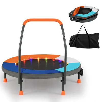 Zdjęcie produktu dla Mini trampolina dla dzieci z oświetleniem LED, składana, 90 cm
