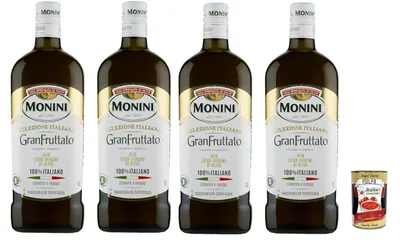 Produktbild von Monini Italian Gourmet Bundle 4 x 1 L + Italian Gourmet Polpa, natives Olivenöl extra GranFruttato, 100% italienisches Olivenöl, kalt extrahiert, e Rückverfolgbarkeit, 4 Liter