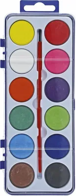 Imagen del producto de Set de 12 acuarelas con pincel, ideal para niños.