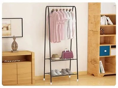 Produktbild von Garderobenständer mit Schuhregalen, Metall, 152 cm hoch