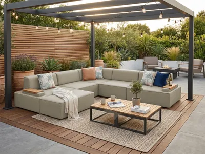 Produktbild von TRADA Gartenecksofa Ravello XXL Beige 324x324 cm Gartenmobel set Verstellbare Kopfstützen Modular