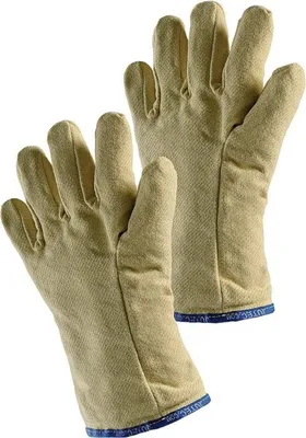 Image de Gants de protection thermique 5 doigts avec isolation, taille universelle, jaune, tissu aramide