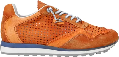 A single orange sneaker is shown against a white background.