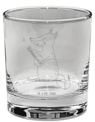 Produktbild von Mr. & Mrs. Panda Tumbler Fuchs Gitarre - Transparent - Geschenk, Sänger, Musik Spruch, Optimistisch, Old Fashioned Glas, Singen, Whiskyglas, Bourbon, Whiskeyglas