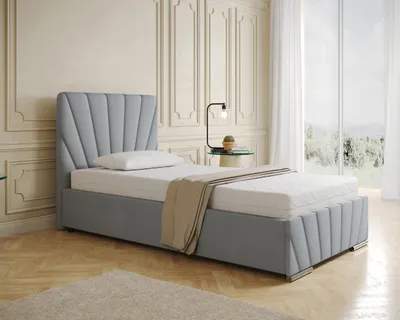 Produktbild von Polsterbett RAY - Komfortbett mit Stauraum, Einzelbett, Hellgrau, 100x200cm, Bett ohne Matratze