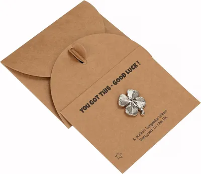 Productafbeelding van Good Luck shamrock 4 klavertje aandenken token op kraft - YOU GOT DIT - GOD luck! bericht