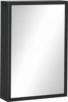 Produktbild von Edelstahl Spiegelschrank Schwarz 40x12x60cm - Rostfreier Badschrank mit Spiegel & 3 Fächern - Platzsparender Wand-Arzneischrank für Badezimmer