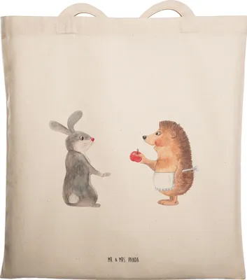 Produktbild von Mr. & Mrs. Panda Shopping Tasche Hase Igel - Transparent - Geschenk, Tote Bag, Trösten, Uni, Beutel, und, totebag, Herzschmerz, Liebe Spruch, Lustige Sprüche, Jutebeutel