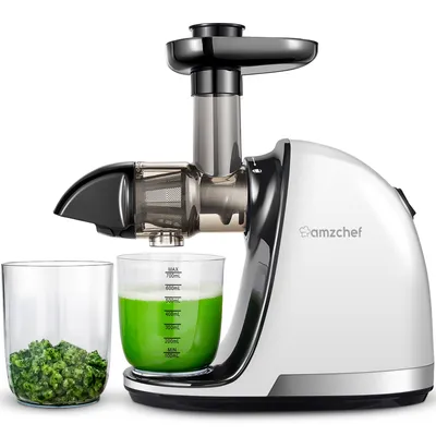 Produktbild von AMZCHEF Entsafter für Gemüse und Obst, Slow Juicer, Saftpresse Elektrisch, BPA Frei, Leicht zu Reinigen, Weiß