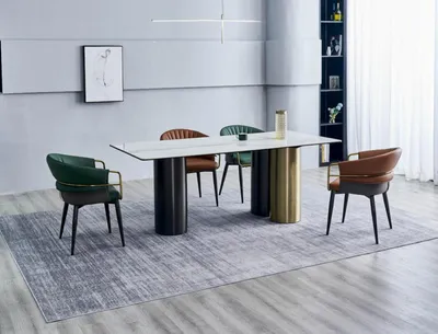 Produktbild von Esszimmergruppe Designer Garnitur Esstisch 4x Kunstleder Stühle 5tlg