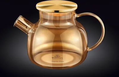 Produktbild von Wilmax Teekanne 950 ml Thermoglas Federfilter Gold WL-888810003/A