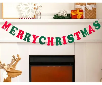 Productafbeelding van Kerstbanner, "Fijne Kerst"-slingers voor ramen, schoorstenen, muren en huisdecoratie