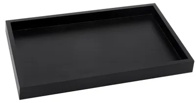 Image de Plateau de service en bois - Design rectangulaire - Pour le thé, les boissons, le café et les collations - Noir - 32x20x2 cm