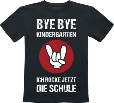 Produktbild von Sprüche T-Shirt Uni Kids - Bye Bye Kindergarten schwarz 104