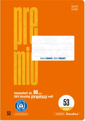 Produktbild von Staufen Vokabelheft Premio 040785053 A4 90g 24Bl Lin53