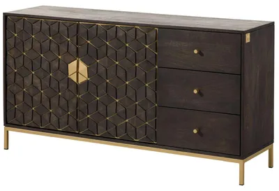 Immagine prodotto di MASSIVMOEBEL24 | credenza in legno di Mango 145x40x77 grigio scuro oliato DIAMOND #107
