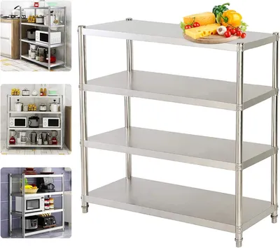 Produktbild von Edelstahl-Küchenregal – Ablagegestell – Regalsystem – Regal – Küchenregale – Robustes Edelstahl – 120x40x150 cm