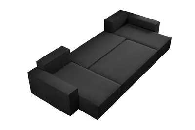 Produktbild von VENASI Wohnlandschaft mit Schlaffunktion Hugo U, Schwarz Cordstoff